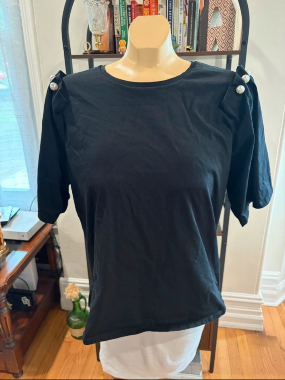 Chico's Blouse with Pearl Flutter Sleeves